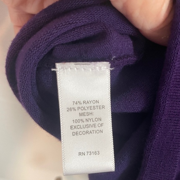 Cable & Gauge Purple Beaded Embellished Sweater Top XL - Picture 5 of 8